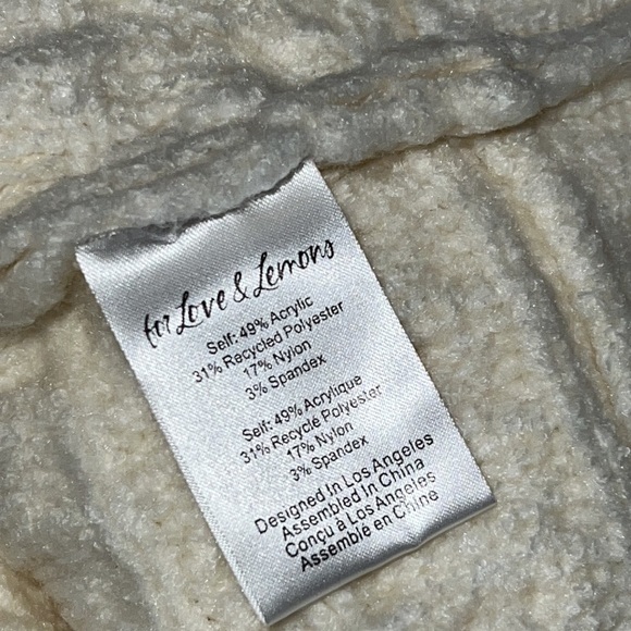 FOR Love and Lemons Ivory Dominique Cable Knit Shoulder pads Sweater size Medium - Picture 12 of 15